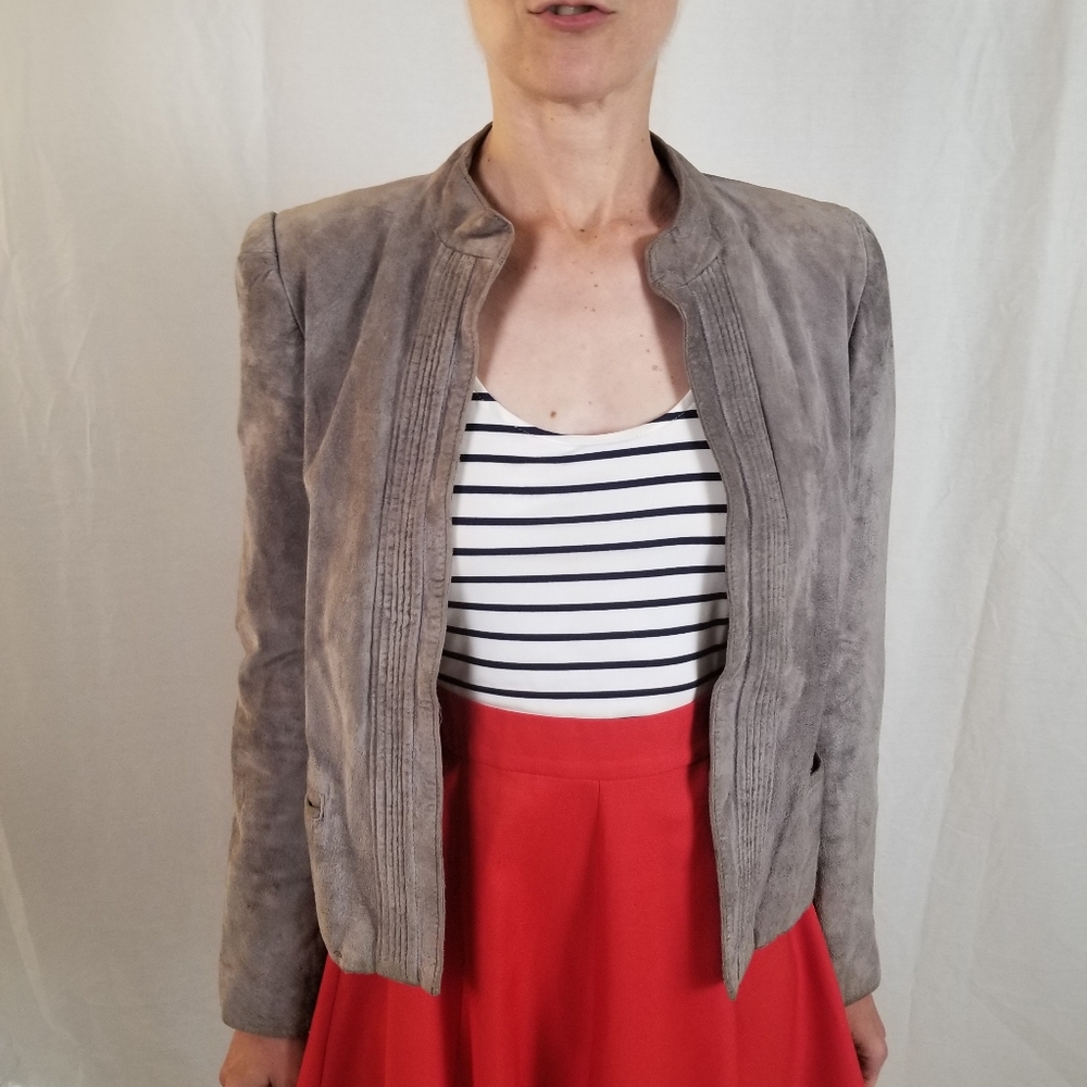 Vintage Suede Casual Corner Cropped Jacket